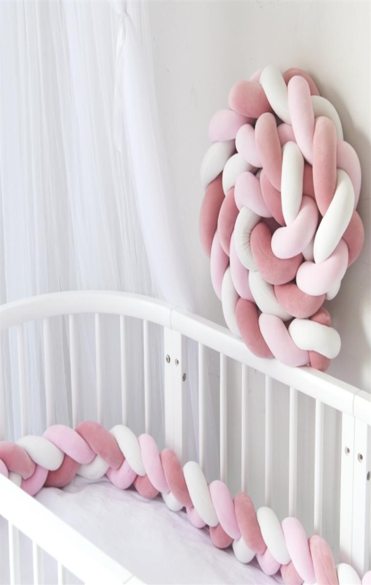 

Bed Rails 4M On the Crib ding Set for born Cot Protector Knot Braid Pillow Cushion Anticollision Fence 220827
