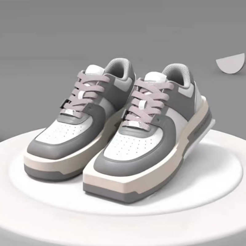 

Shoes round square mandarin duck 2022 autumn small numerous thick soled casual low top sports shoes lovers' sneakers, Gray