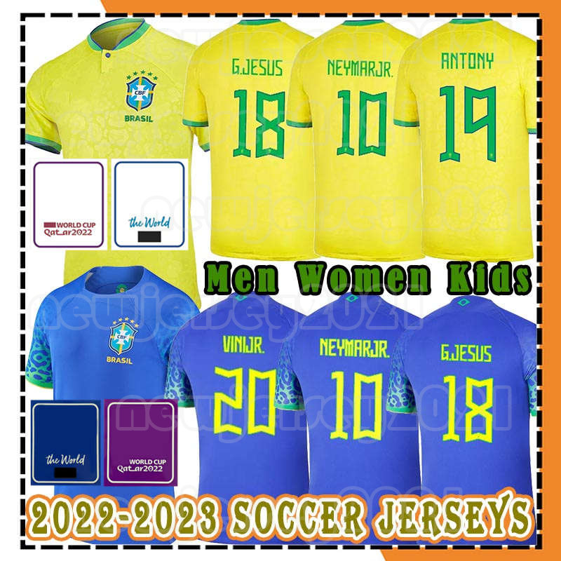 

2022 Brazil Soccer Jersey NEYMAR JR World Cup  PAQUETA CAMISETA BRAZILS NERES P COUTINHO JESUS MARCELO PELE CASEMIRO brasil maillot Football Men Women Kids Sets, Kids jersey+patch(ba xi)