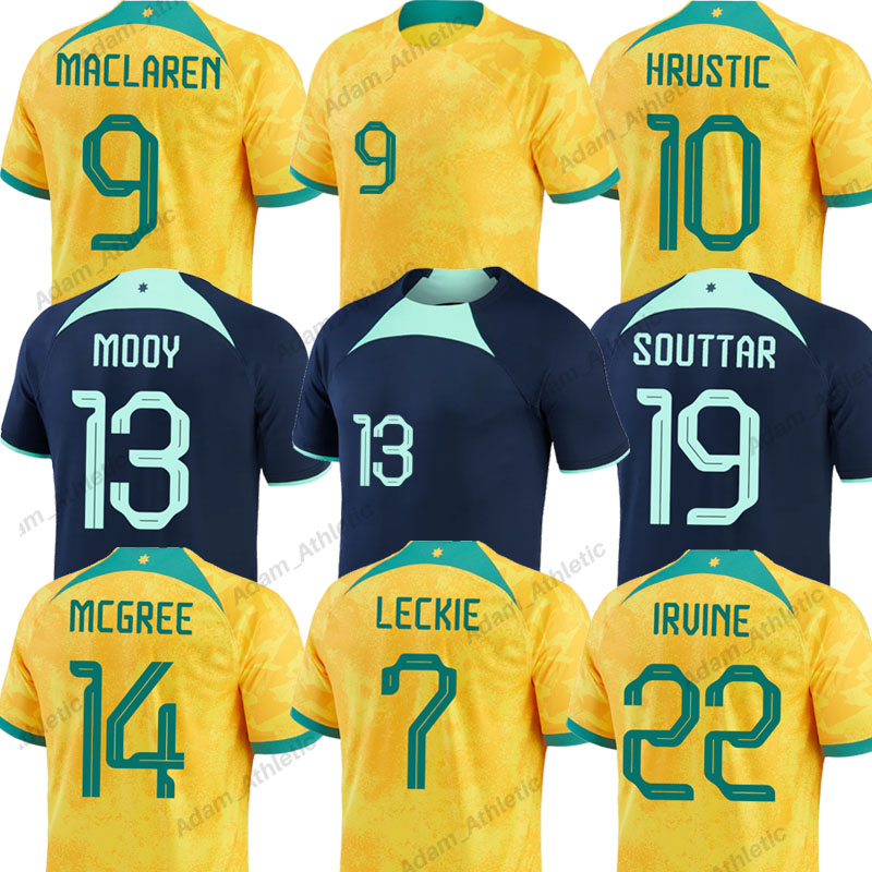 

AustraliaS soccer jerseys 2022 HRUSTIC MACLAREN SOUTTAR MOOY Australian football shirts world cup BOYLE LECKIE MCGREE IRVINE Aussie jersey national team, 22-23 away+wc22 patches