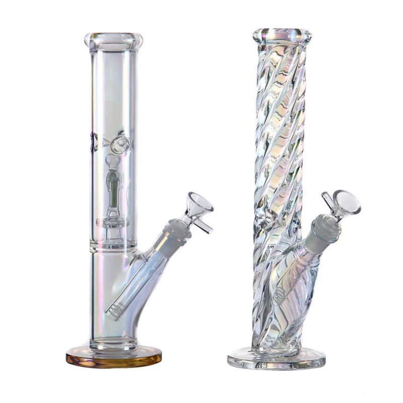 

Beaker with glass water bongs rainbow hookah Luminous smoking 12.5 14mm inch pipes Bong bowl joint bong for Downstem Skbuw