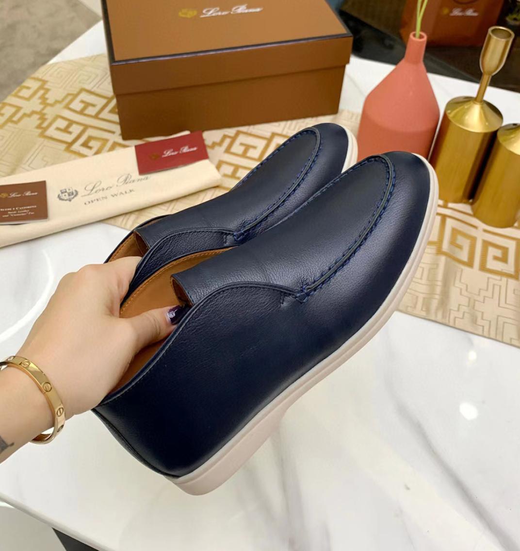 

LORO PIANA high quality Charms Walk casual Shoes Women loafers Couples shoes Genuine leatherMen Suede Calf Skin Muller shoe Brand 2390603, Chocolate
