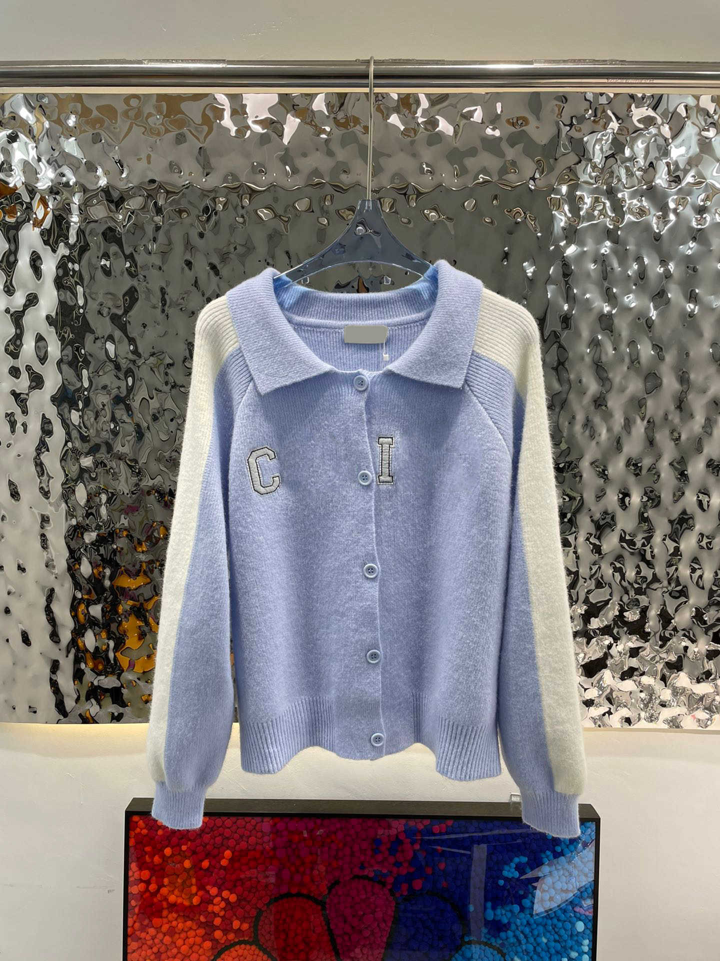 

Cardigans Womens Sweater Letter Embroidery Color Matching Long Sleeve Lapels Knit Sweaters Button Open Elastic Cuff Knitwear Simple Thin Style Women Clothing, 11