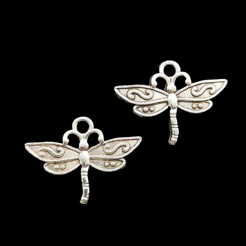 

100pcs dragonfly Pendants Charms For Jewelry Making Tibetan Silver Color Antique DIY Handmade Craft 17x23mm DH0559