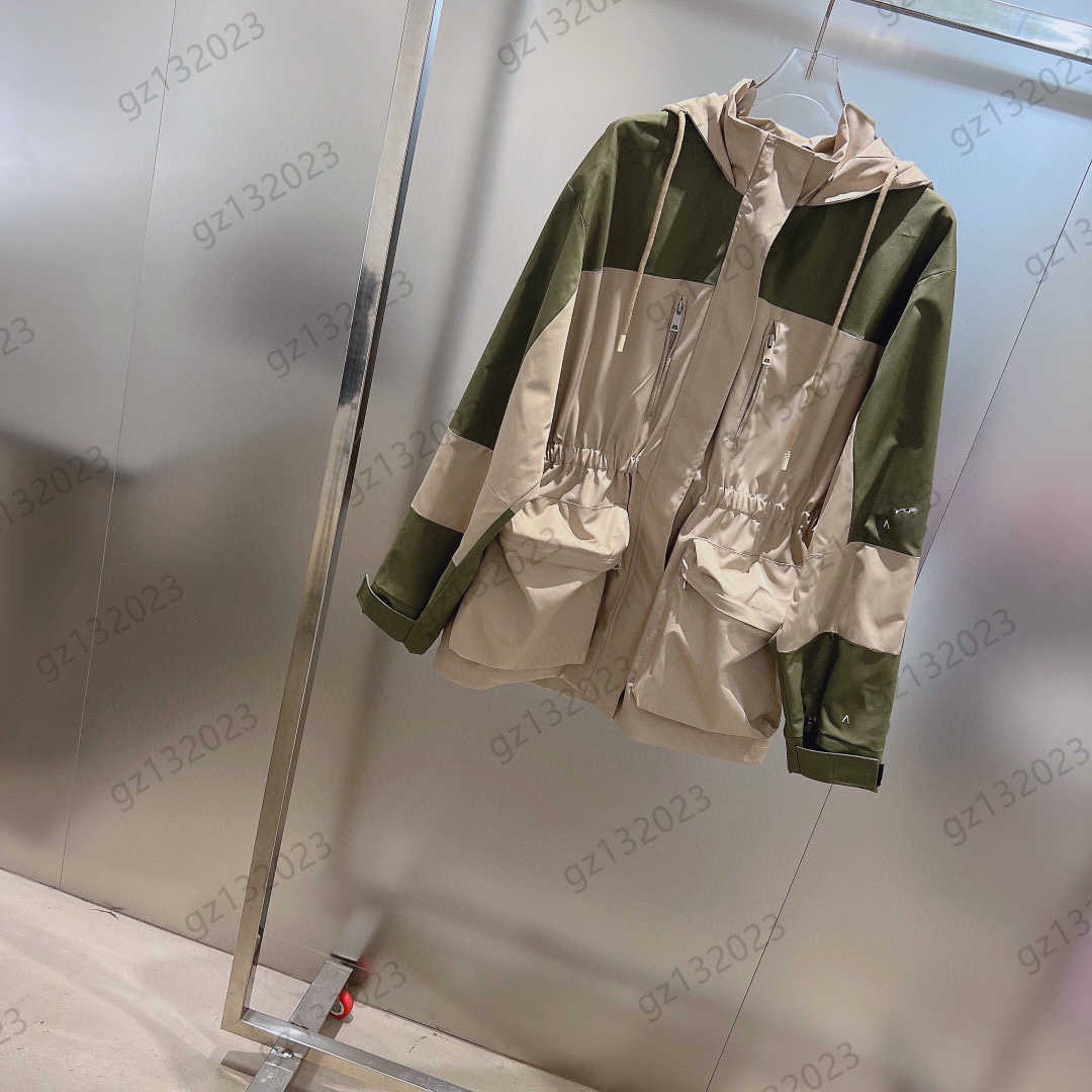 

Womens Jackets Color Matching Long Sleeve Hooded Drawstring Jacket Zipper Pocket Waist Folding Design Thicken Slim Coats Fashion Designer Women Clothes, 17