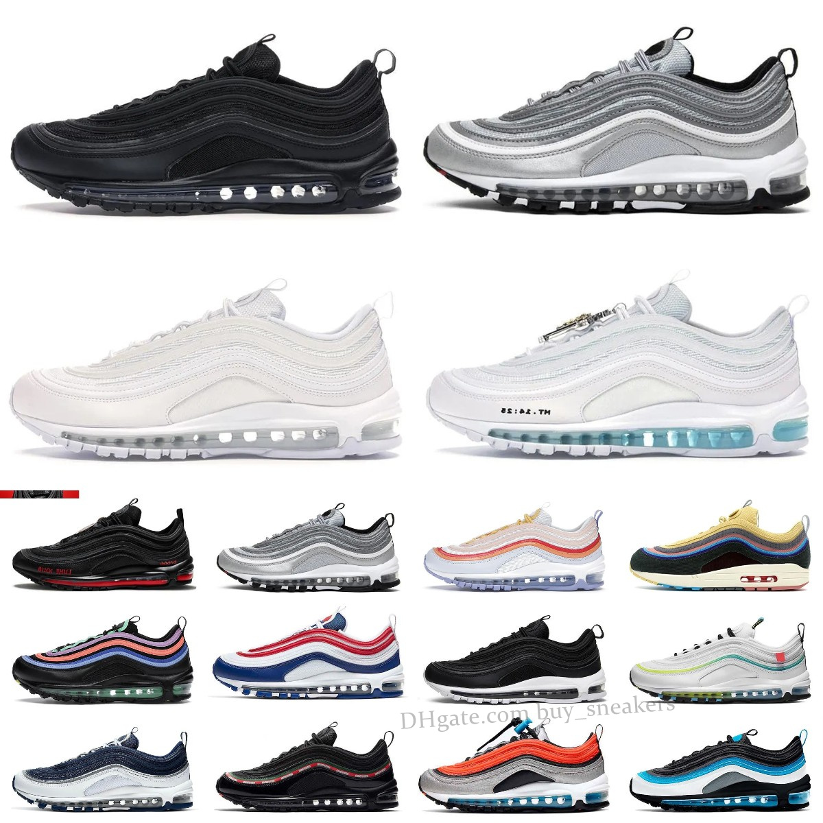 

classic 97 97s casual Shoes sports runner Triple white Black Silver Bullet Laser Blue Halloween Woven The Future South Beach Persian Violet men women Sneakers, Box