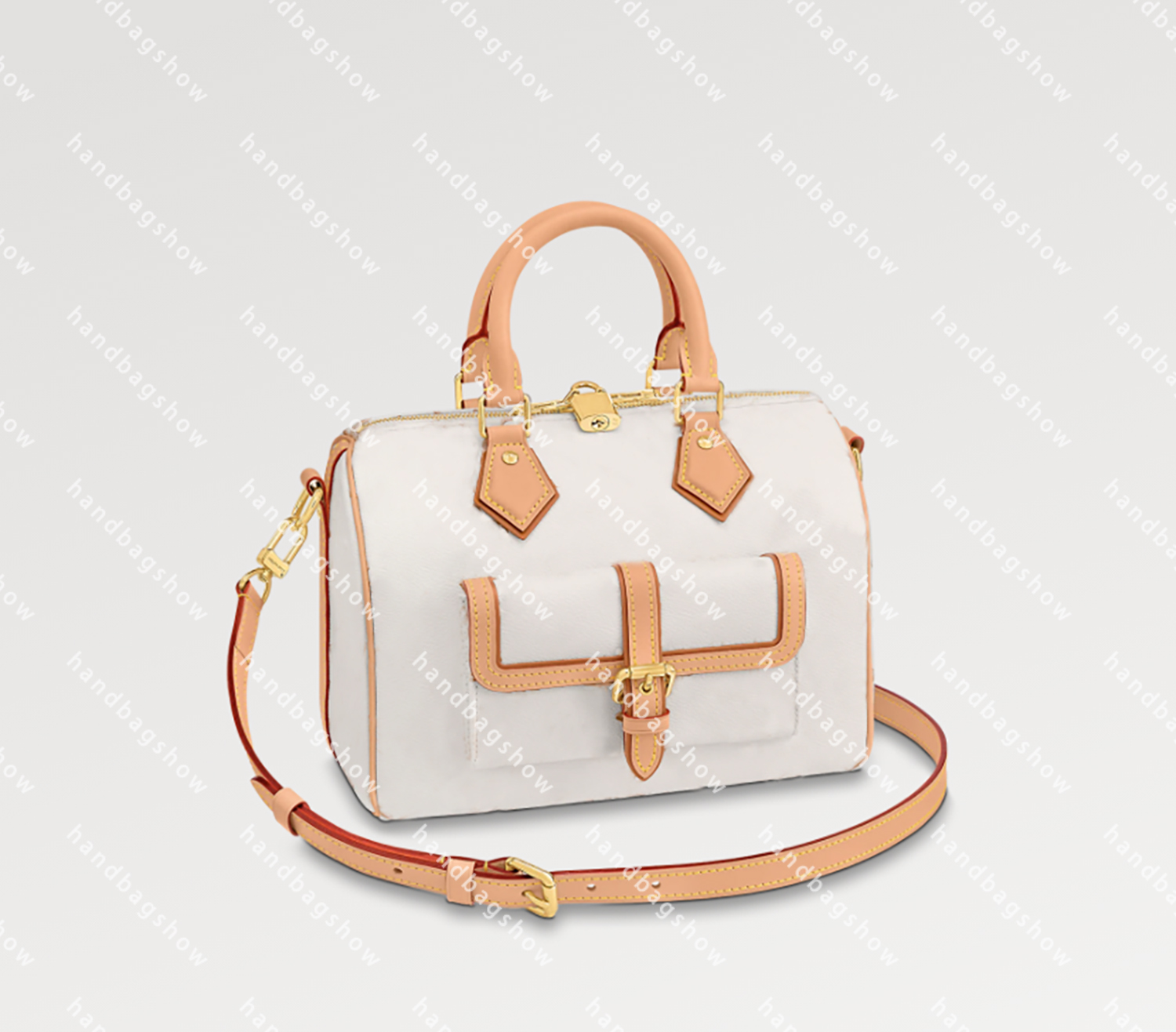 

Tote bags totes SPEEDY BANDOULIERE 25 handbags M20919 Double Handle Gold color hardware shoulder bag shoulder and cross body carry outside pocket Serial Number, Beige
