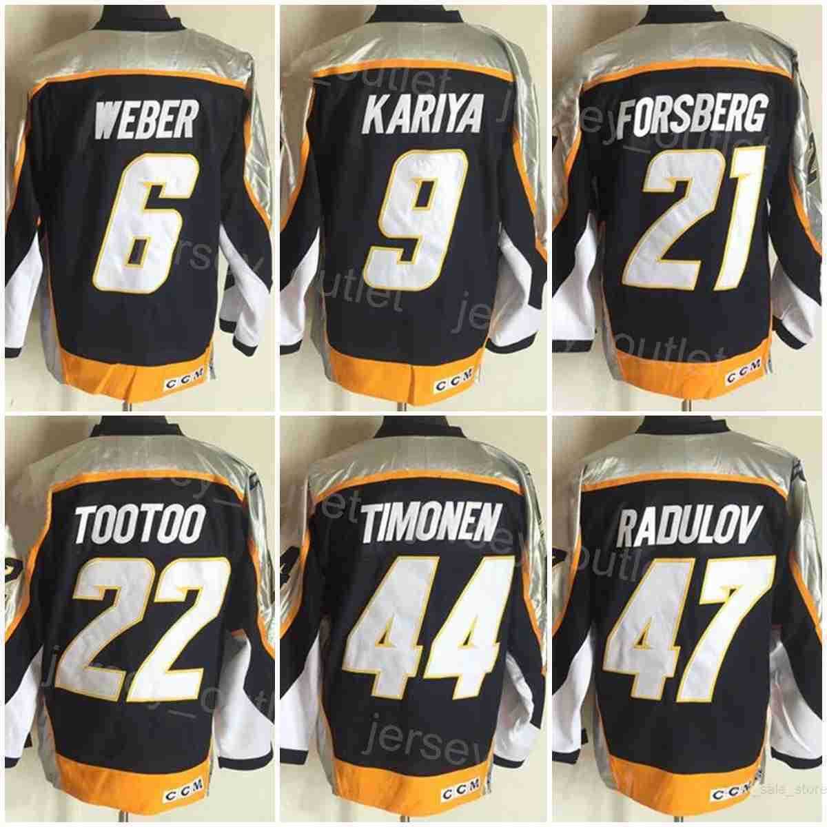 

Men Retro Hockey 6 Shea Weber Jersey Vintage Classic 9 Paul Kariya 21 Filip Forsberg 22 Jordin Tootoo 44 Kimmo Timonen 47 Alexander Radulov''Nhl''shirt, Black