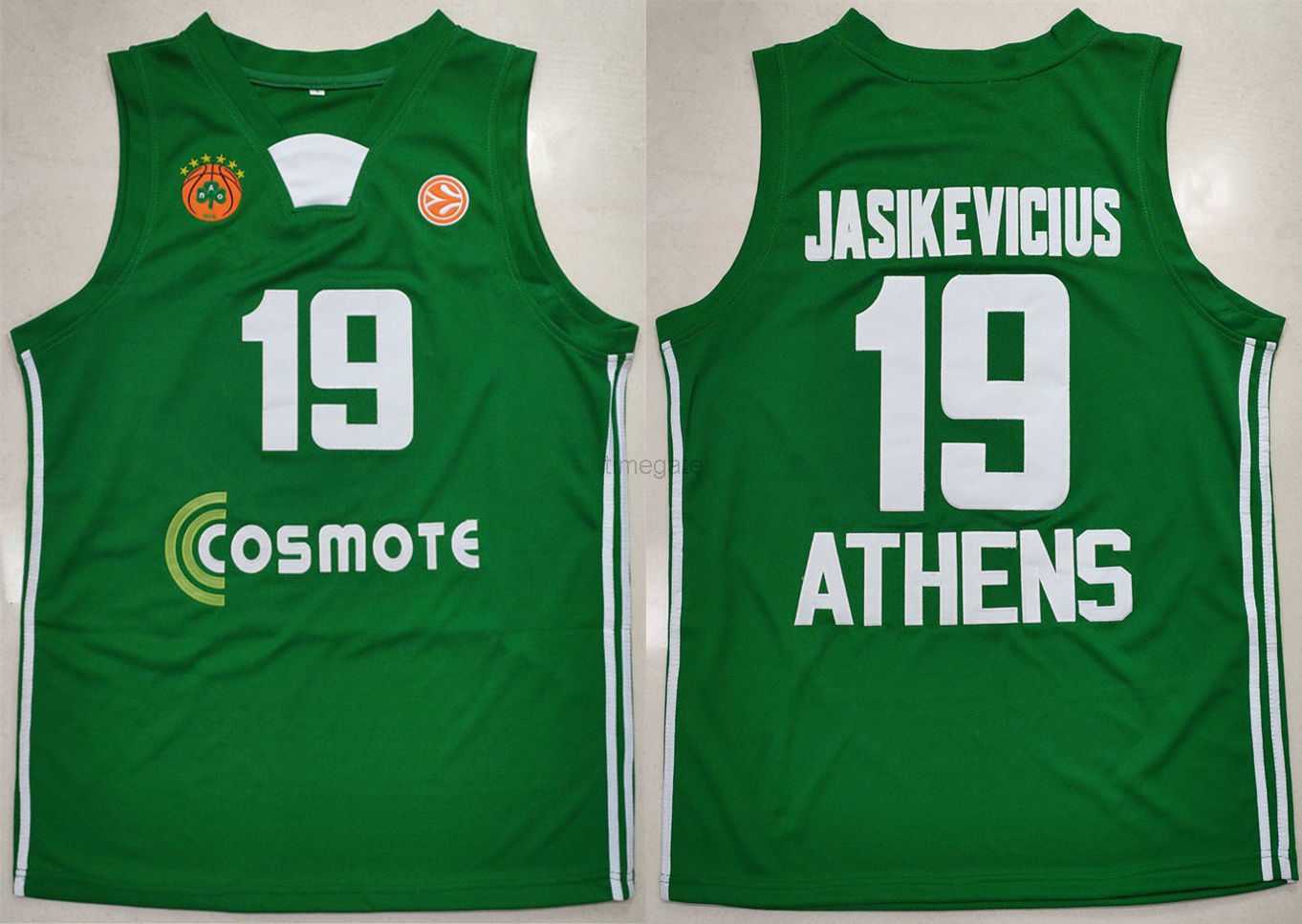 

College Basketball Wears PANATHINAIKOS ATHENS EUROLEAGUE Baloncesto Europeo #19 Sarunas Jasikevicius jersey Basketball Mens Stitched Custom made size S-5XL, Green