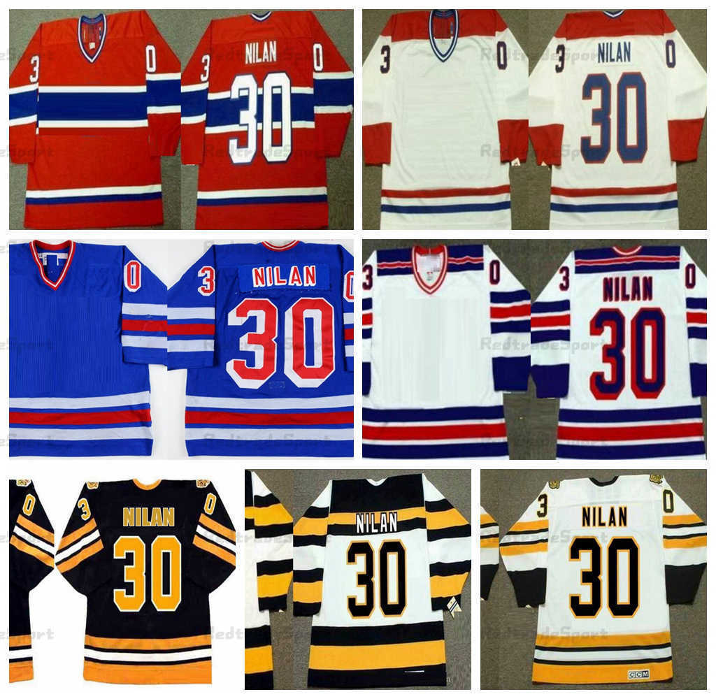 

Mens 1988-89 Chris Nilan 30 Hockey Jerseys Customize Vintage Red Blue Black 75th Stitched Shirts M-XXXL''Nhl''shirt, White