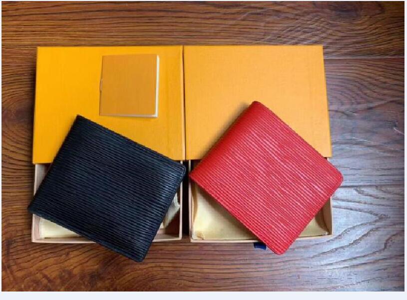 

Designers Wallet Paris Plaid Style Mens billfold Women Purse High-end Luxury Water ripple flowers SLENDER Wallets Card holder, Red