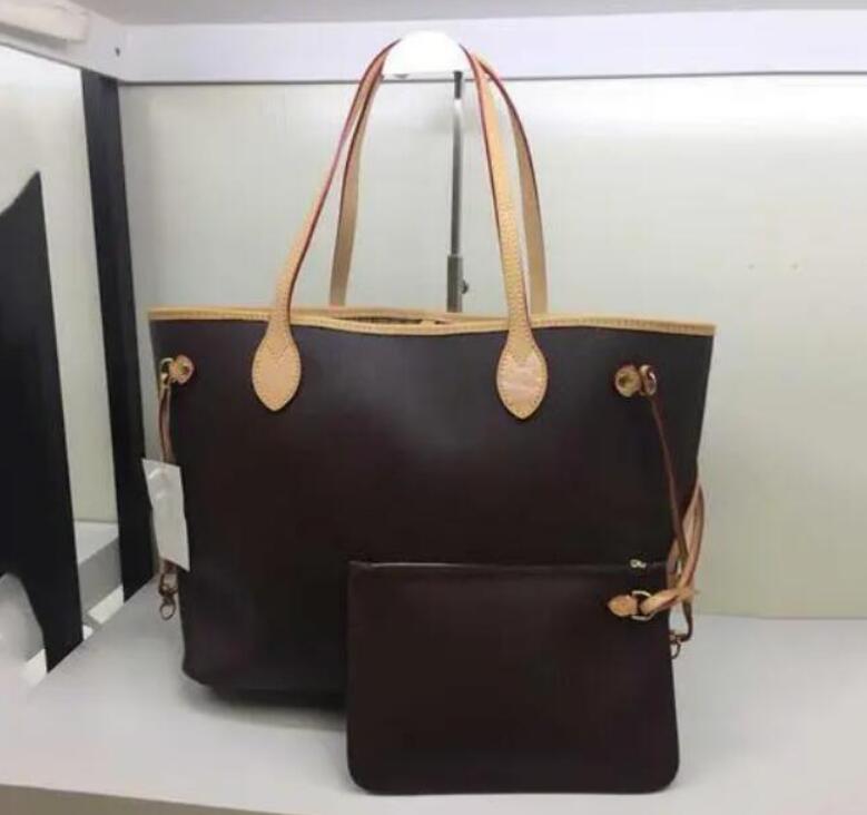 

luxury 2pcs/set designer shoulder bag shopping totes handbags handbags purses clutch bags tote leather 40995 020617, White coffee