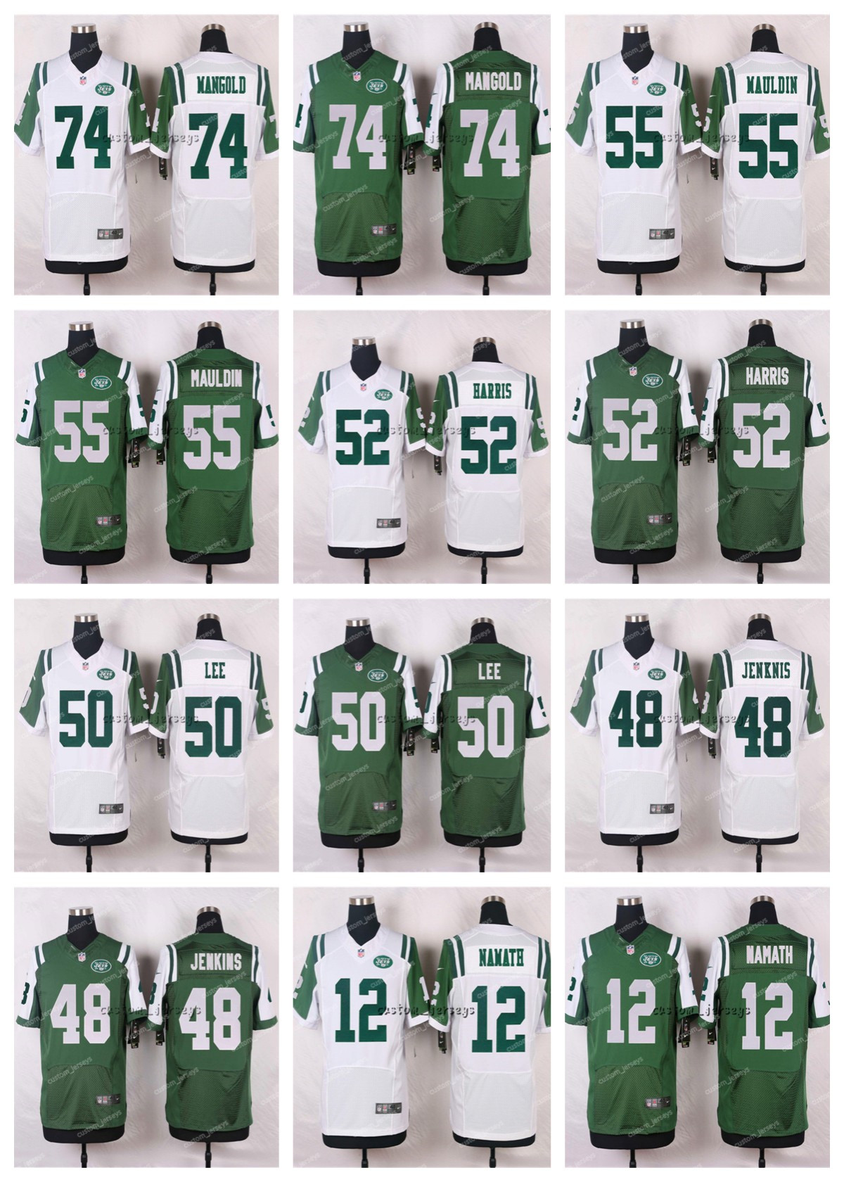 

New York''Jets''Men Jersey Women Youth 74 Mangold 55 Mauldin 52 Harris 50 Lee 48 Jenkins 12 Namath 7 Smith 5 Hackenberg Elite''NFL''Football Jerseys, 16