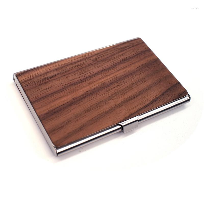 

Jewelry Pouches Professional Wood Business Card Holder Pocket Case Slim Carrier Holders For Men & Wome