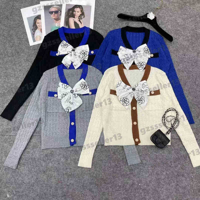 

Fashion Womens Sweaters Designer Cardigan CNL Brand Chest Bow Embellishment Button Cardigans Simple Autumn V-neck High Quality Tops Women Sweater, 14