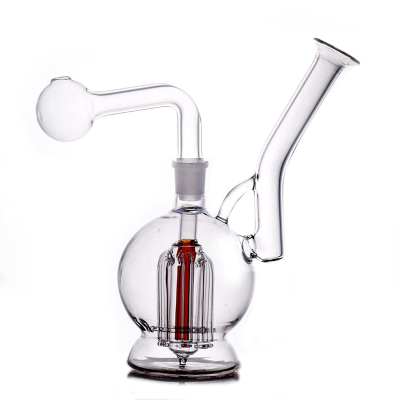 

14mm joint Glass oil burner Bong Smoking Water Pipe 6arm perc Recycler Dab Straw Oil Rigs with Male Oil Burner Pipe