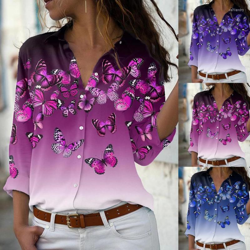 

Women's Blouses Women's & Shirts Spring Blouse Trendy Soft Butterfly Print Leisure Women Top For Dating Lady Shirt BlouseWomen's, Blue