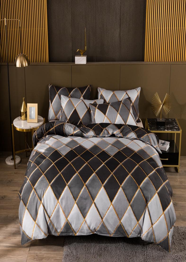 

Nordic Gilt Plaid Duvet Cover Geometric Bedding Sets 240x220 Double Queen King Quilt Covers Pillowcase No Bed Sheet, Purple