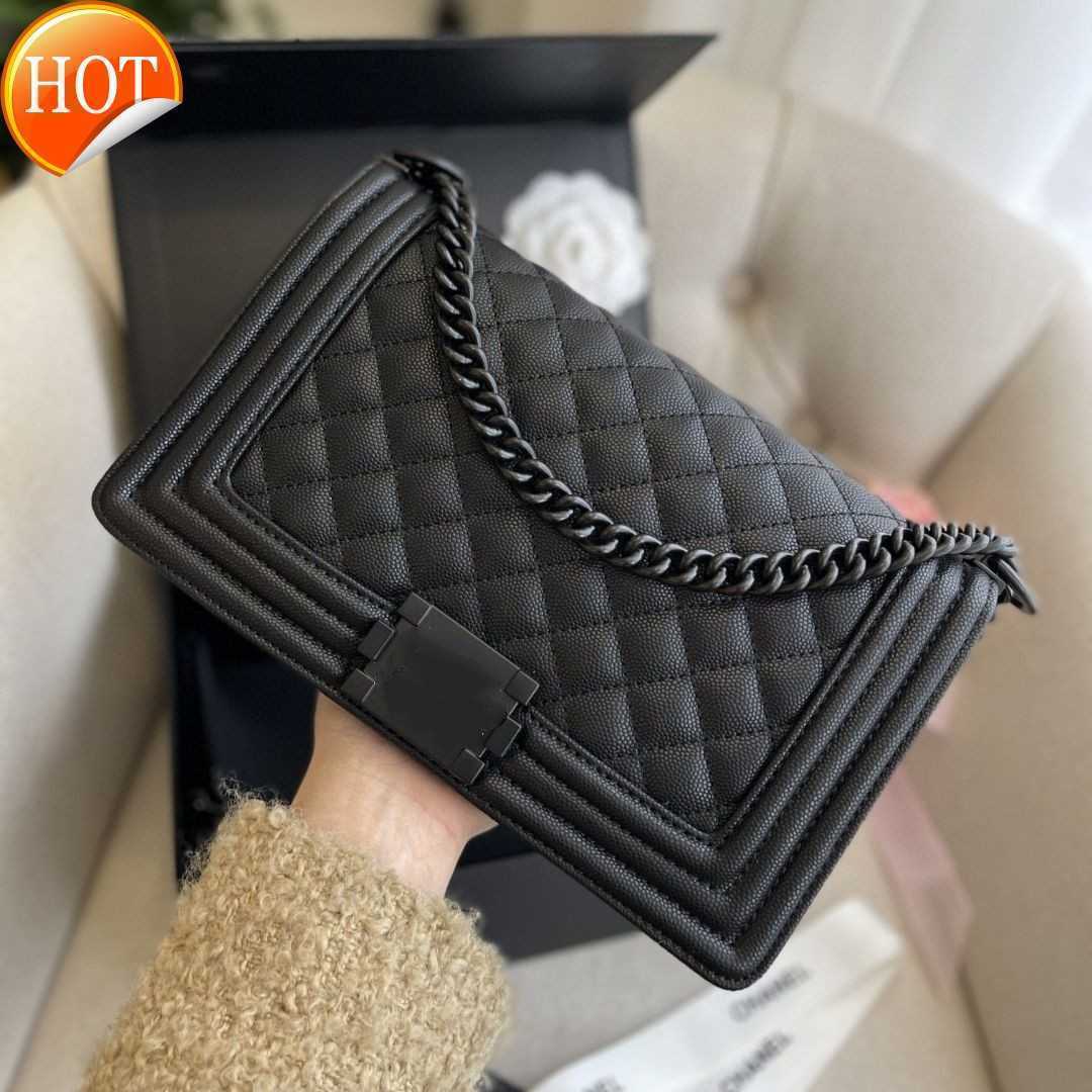 

Women's Luxury Designer Shoulder Bag Fashion Caviar Texture Leather High-grade Ringer Omnibus Messenger Single Shoulder Crossbody Bag Factory Direct Sales, Wine red gold buckle 25 "