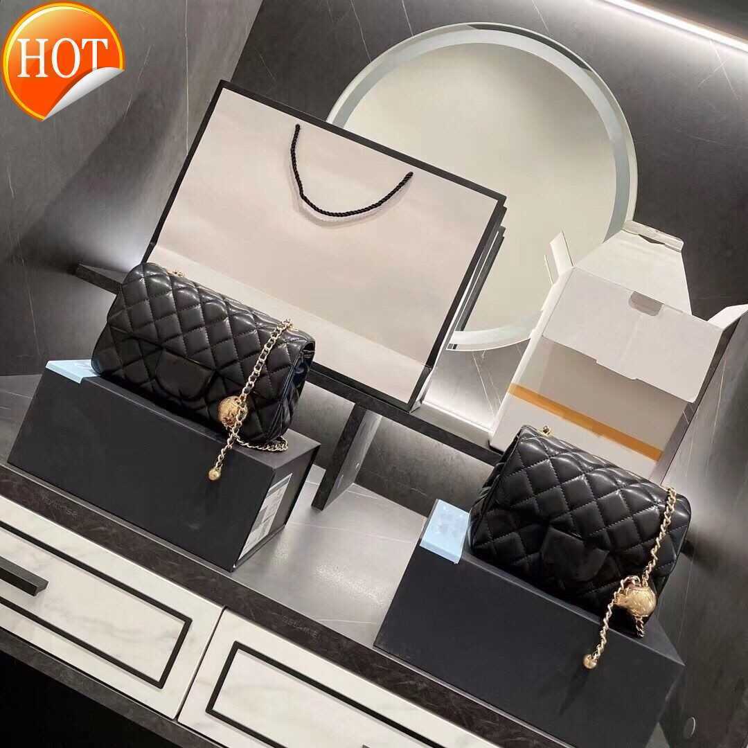 

Woman's Luxury Designer Shoulder Bags Tote 23 Square Fat Little Golden Ball Rhomb Chain Shoulders Messenger Bag Texture Lambskin Crossbody Bag Factory Direct Sales, Grey size