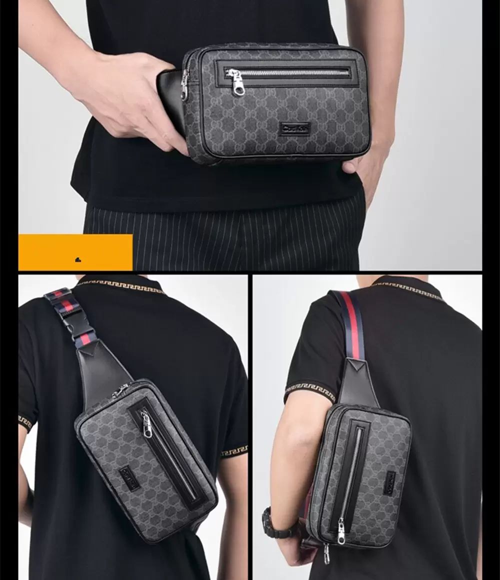 

Men leather bags Unisex Men Women leather Runner Fanny Pack Belly Waist Bum Bag Fitness Running Belt Jogging Pouch Back grid Outdoor Bag, Black