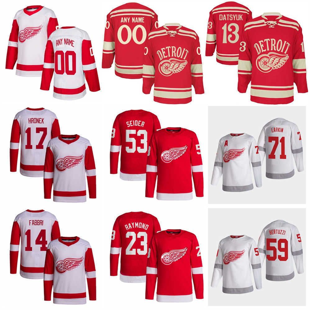 

Detroit Hockey Red Wings 53 Moritz Seider Jersey 14 Robby Fabbri 17 Filip Hronek 24 Pius Suter 71 Dylan Larkin 59 Tyler Bertuzzi 23 Lucas, White