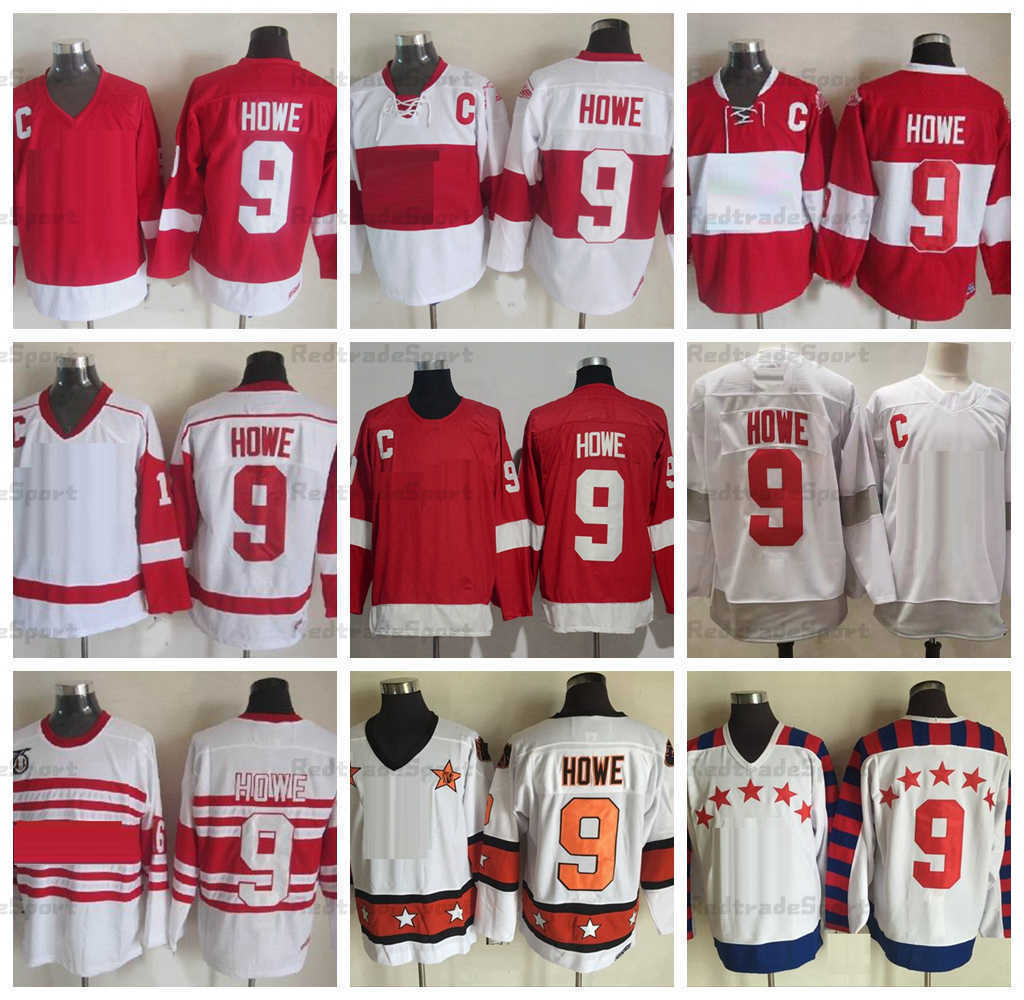 

Mens Vintage 9 Gordie Howe Hockey Jerseys 75th 1991 Stitched Jersey C PATCH Home Red Classic M-XXXL''Nhl''shirt, Classic white