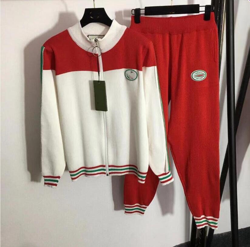 

Designer Women's Tracksuits Luxury knitted sweater suit Round Neck Cable Warm 2PC Loungewear Suit Set sport track pants, 04