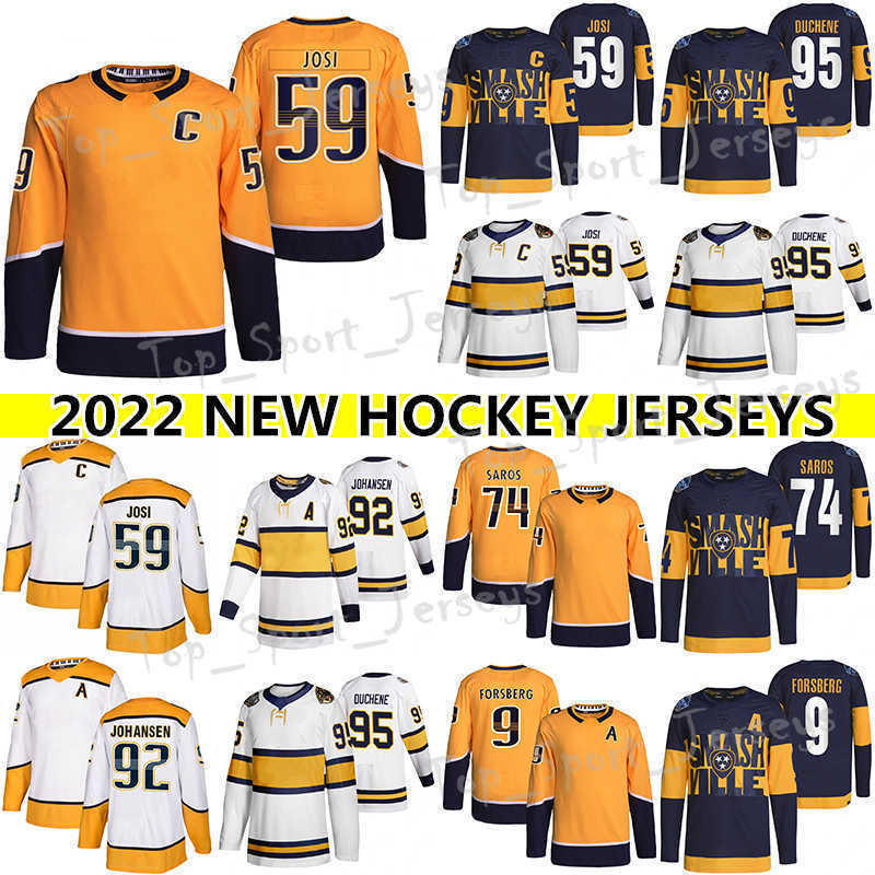 

Nashville''Predators'' hockey jersey 59 Roman Josi 95 Matt Duchene 92 Ryan Johansen 9 Filip Forsberg 64 Mikael Granlund 74 Juuse Saros''Nhl''shirt, Navy blue stadium series