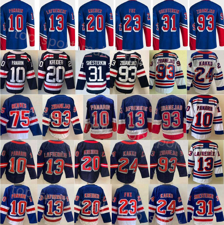 

2022 2023 Reverse Retro Hockey''nHl''Men 31 Igor Shesterkin Jersey 10 Artemi Panarin 20 Chris Kreider 23 Adam Fox Kaapo Kakko 13 Alexis Lafreniere, 2023 retro