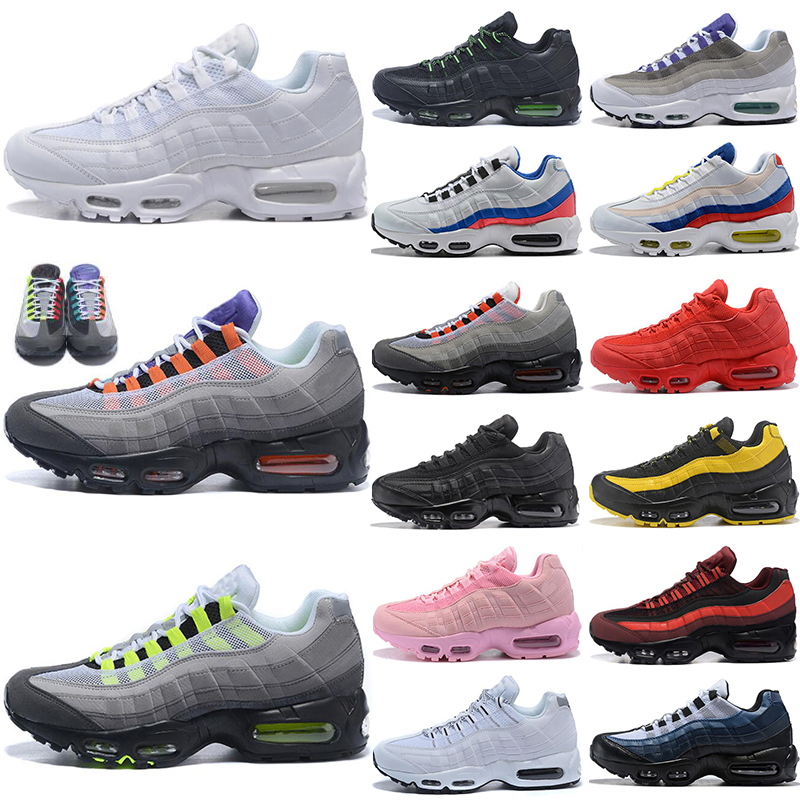 

2023 NEW Designer OG Running shoes Max 95 Neon Triple White black What The Air 95s Pink Suede Grape Corduroy airmaxs Sport sneakers Eur 36-45, Black and green