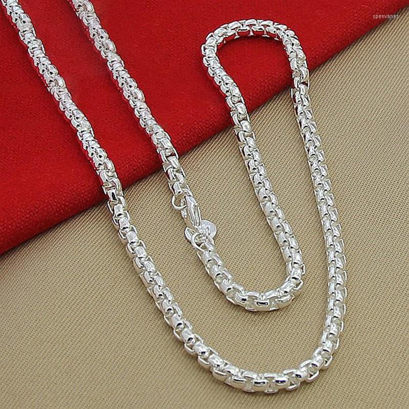 

Chains LINJING 925 Sterling Silver 5mm Round Box Chain 18/20/24 Inch Necklace For Woman Men Fashion Wedding Engagement Charm Jewelry
