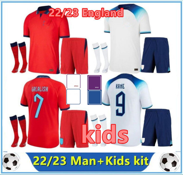 

22/23 ENGLAND soccer jerseys kids kit KANE MEAD FODEN STERLING ENGLAND RASHFORD SANCHO SAKA BOYS national football shirts uniforms 2022 2023, Red