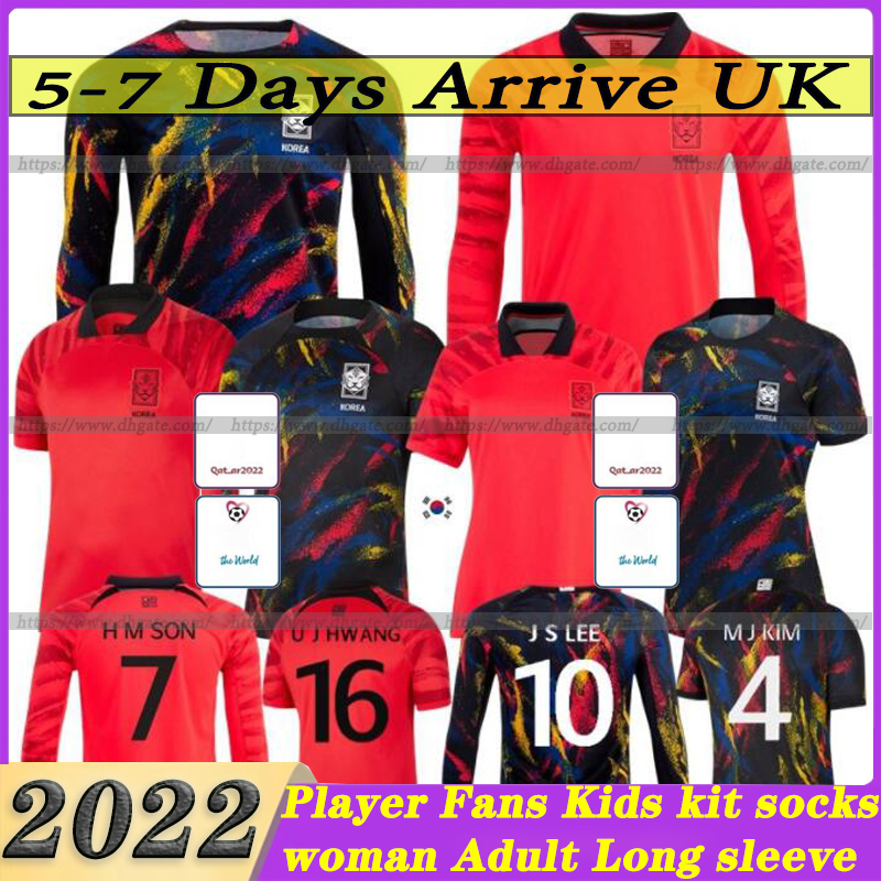 

2022 South Korea soccer jerseys 22 23 home away Son Heung Min In Bum Hwang Ui jo M J KIM 2023 JERSEY women lady FOOTBALL SHIRTS red, 2022 long sleeve away patch