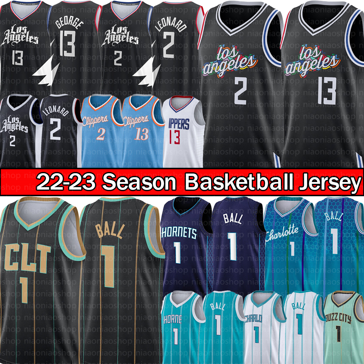 

Vintage LaMelo 2 Ball Kawhi Leonard Basketball Jerseys 2 Paul 13 George Los LA Angele City Clipper Charlottes T-shirt Hornet Jerseys 2022/23 Swingman Edition Uniform, With logo jersey