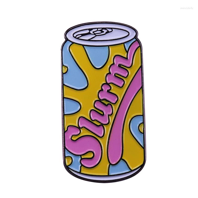 

Brooches Slurm Enamel Pin Jolt Cola Can Brooch Colourful Drink Badge Inspired 90s Nostalgia Jewelry