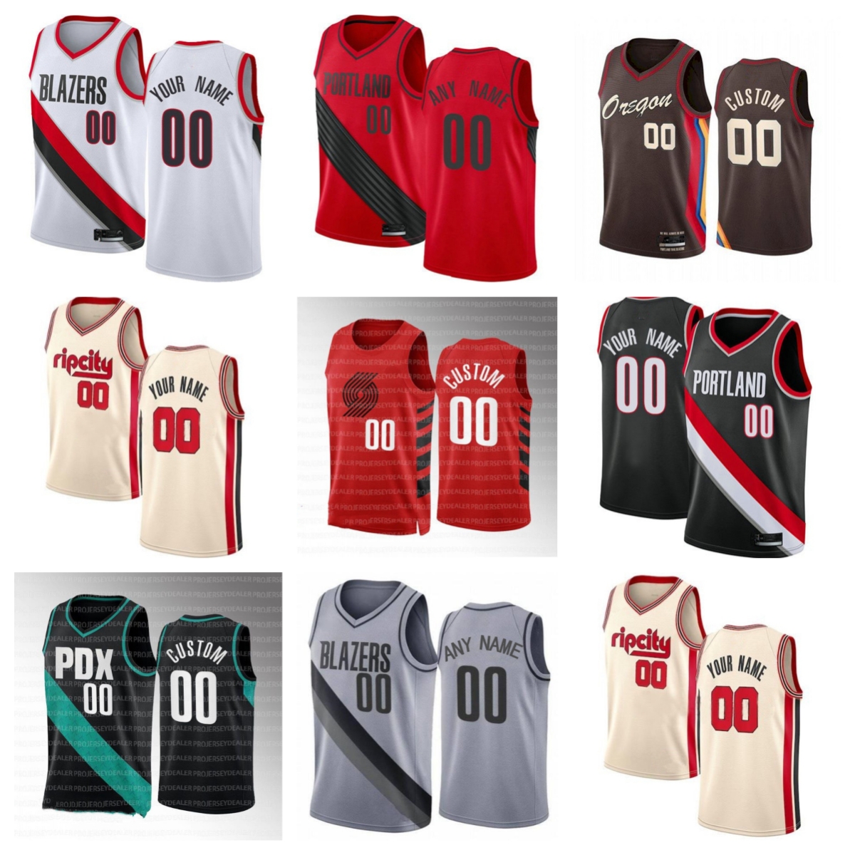 

75th Custom Men Women Youth Portland''Trail Blazers''Damian 0 Lillard 00 Joe Ingles 5 Eric Bledsoe 27 Jusuf Nurkic Basketball Jerseys, Color