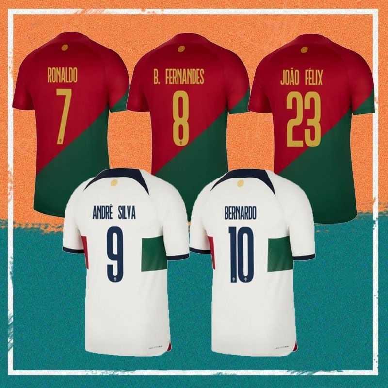 

Portugal 2022-23 Thai Quality Soccer Jersey 7 Cristiano Ronaldo 8 Bruno Fernandes 11 Joao Felix 15 Rafael Leao 22 Diogo Costa 20 Joao Cancelo 5 Raphael Guerreiro, Colour