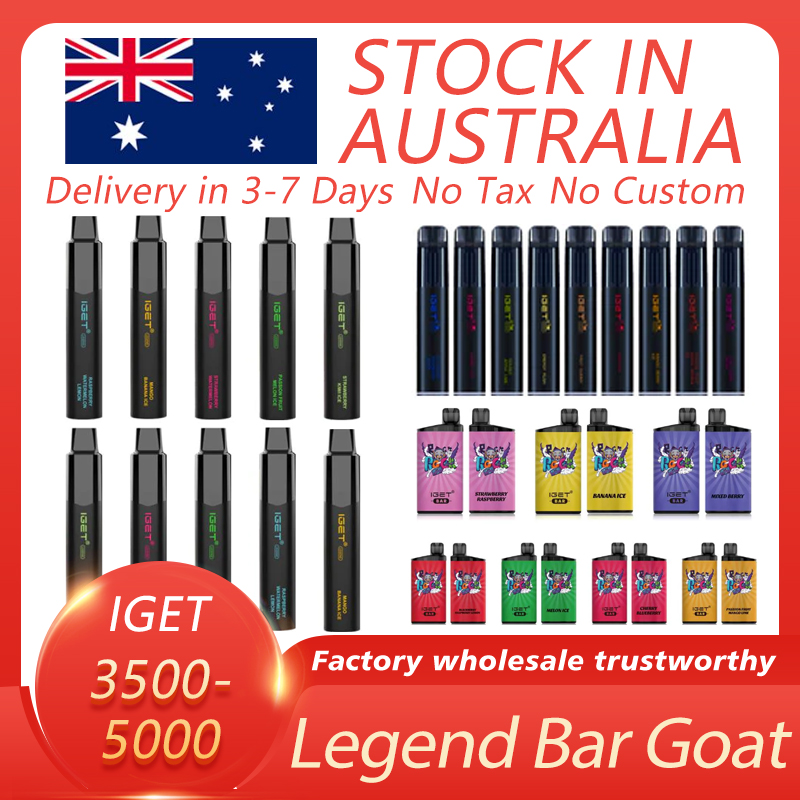 

Disposable Vape IGET LEGEND 4000 Puffs BAR 3500 GOAT 5000 SHIP FROM AUSTRALIA Pod Device Kit Prefilled Cartridge Battery Stick Pen GOAT XXL KING GUNNPOD