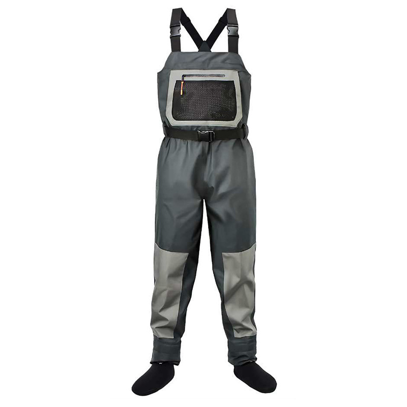 

2022 new online hunting pants three-layer nylon waterproof and breathable nano fabric shoulder strap adjustable quick button can be used for fishing wading pants, Grey