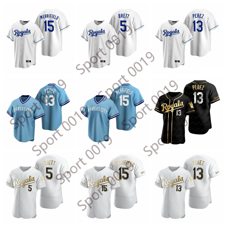 

Baseball Jersey 13 Salvador Perez 5 George Brett 15 Merrifield Men Women Youth Kansas''City''Royals''Jerseys 1126, Nik logo