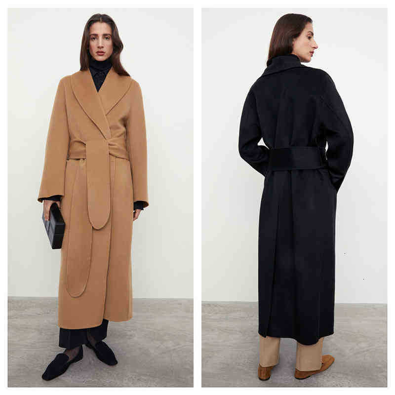

Women's Wool & Blends Long Coat Series Silhouette Side Slit Lapel For Women Big Size Arrival Spring Fashion High Quality J2VC, 2# shoe box