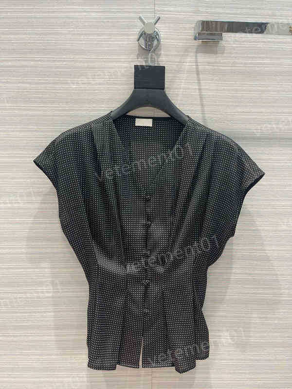 

Womens Blouses Shirts Tops Drop Shoulder Polka Dot Silk Shirt Tops Stylist Fashion Blouse Casual Luxury Women Clothing