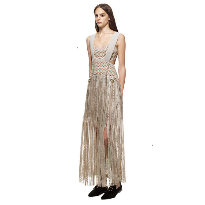 Robes décontractées créatrices dentelle patchwork rétro de style hache de vacances à manches sans manches hololw ou à mode robe maxi 1g0o