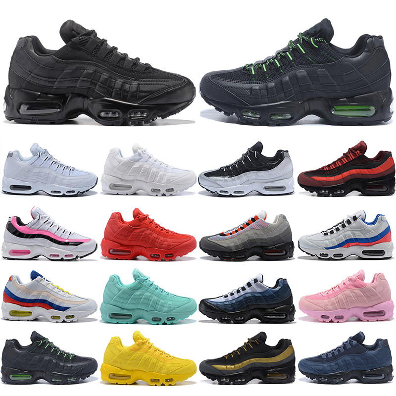 

Designer OG Max 95 Men Women Running shoes airmaxs 95s Neon Triple White Pink Suede sport sneakers Mens trainer, Black and white
