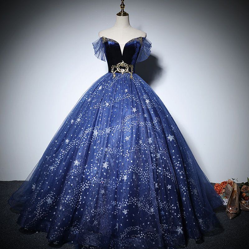 Flowers Appliques Ball Gown Evening Dresses sequined beaded princess Backless Floor Length Sweet 16 Masquerade Quinceanera Prom Pageant Gowns-image-823718541