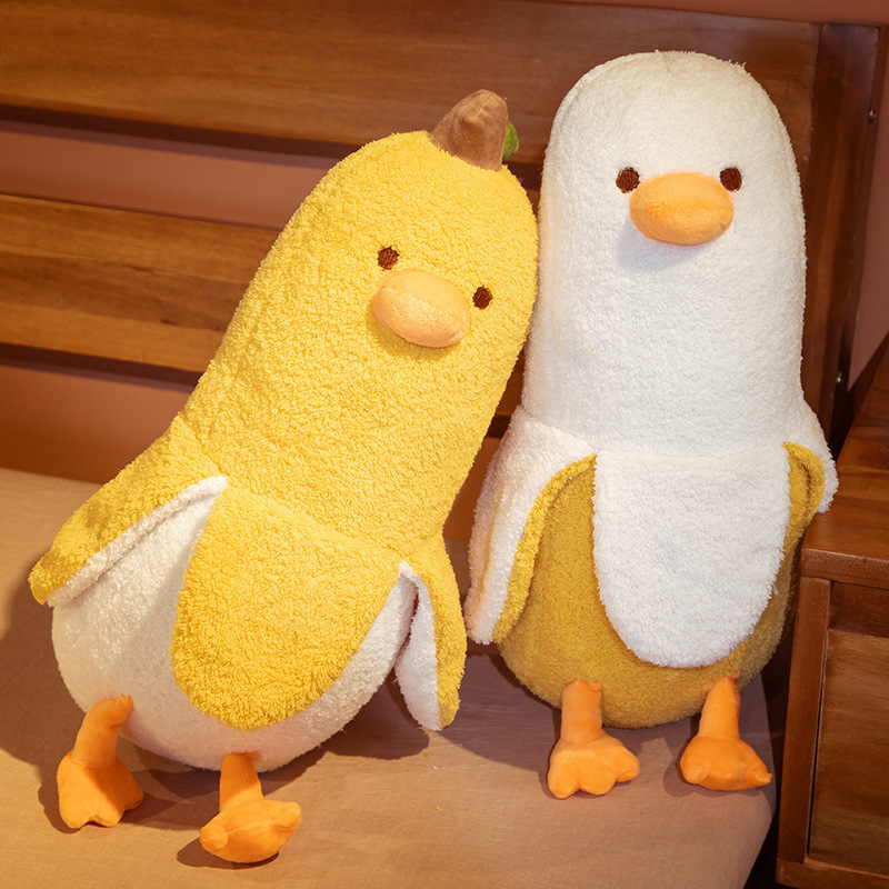 

Cute banana duck pillow duck doll plush toy zipper removable and washable, Yellow