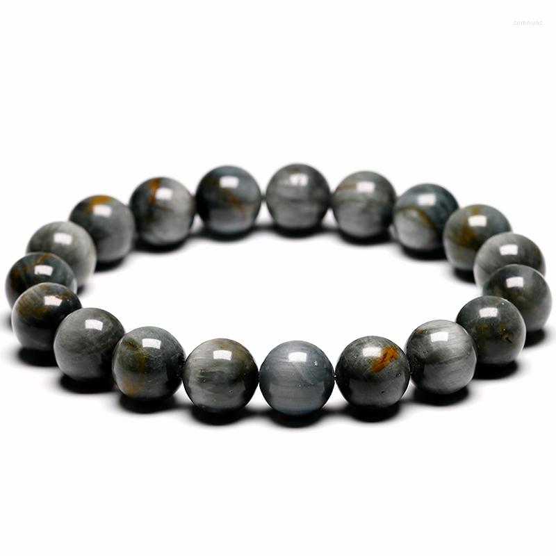 

Strand 5A Grade Natural Stone Grey Eagle Eye Falcon Beads Bracelet Men Jewelry Beaded Jewellery Unisex Healing Energy Gift