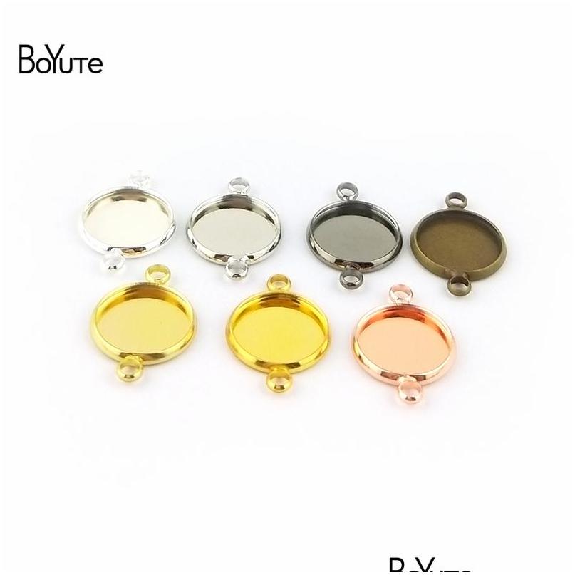 

Jewelry Settings 50Pcs Round 10121416182025Mm Cameo Cabochon Base Setting Diy Connector Charms Blank Tray Jewelry Findings Sier Plat Dh7D5