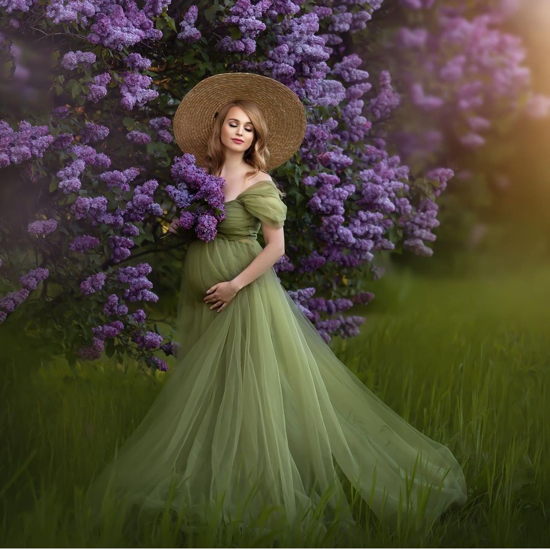 

2023 Sexy Maternity Dress for Women Prom Dresses Layered Tulle Made to Order Bridal Party Robes for Photoshoot, Light yellow